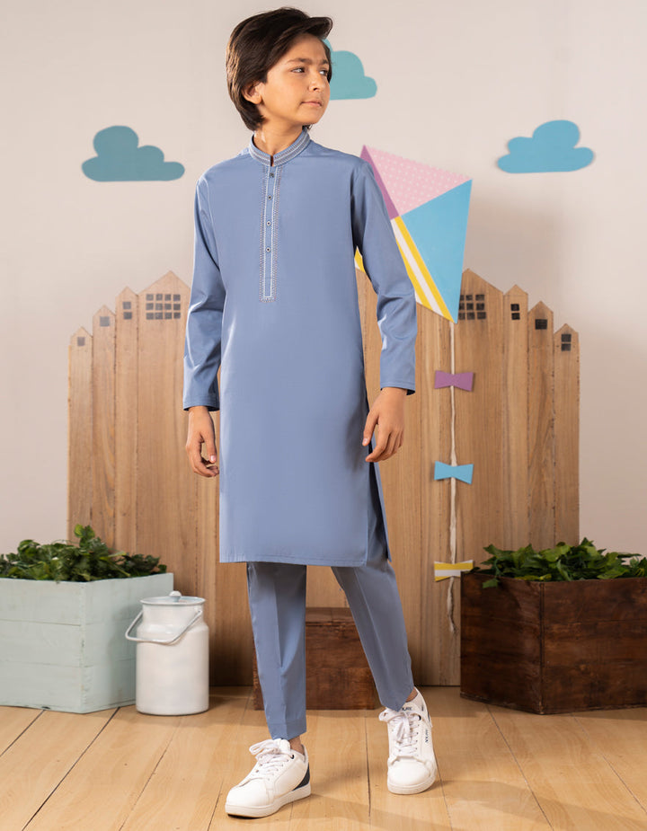 Blended Blue Kurta Trouser - J. Junaid Jamshed