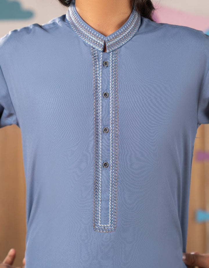 Blended Blue Kurta Trouser - J. Junaid Jamshed