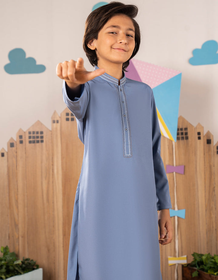 Blended Blue Kurta Trouser - J. Junaid Jamshed