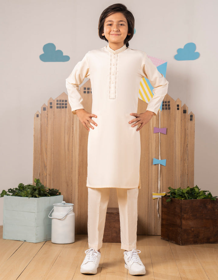 Blended Light Peach Kurta Trouser - J. Junaid Jamshed