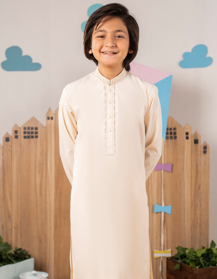 Blended Light Peach Kurta Trouser - J. Junaid Jamshed
