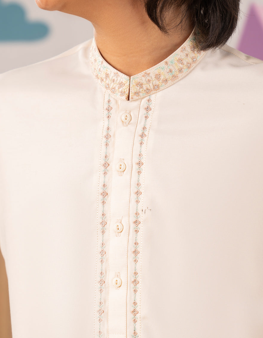 Blended Light Peach Kurta Trouser - J. Junaid Jamshed