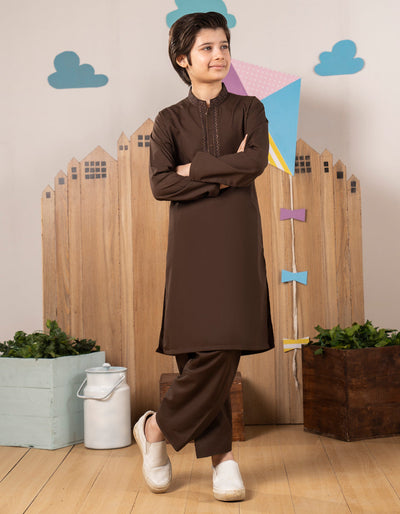 Blended Brown Shalwar Kameez - J. Junaid Jamshed