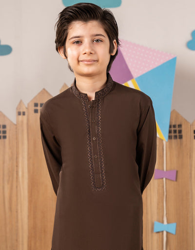 Blended Brown Shalwar Kameez - J. Junaid Jamshed