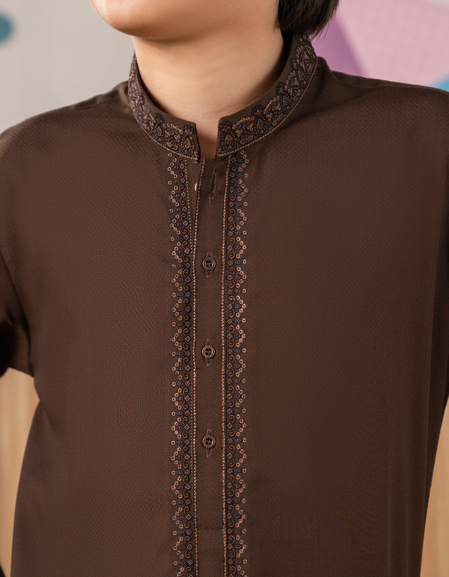 Blended Brown Shalwar Kameez - J. Junaid Jamshed