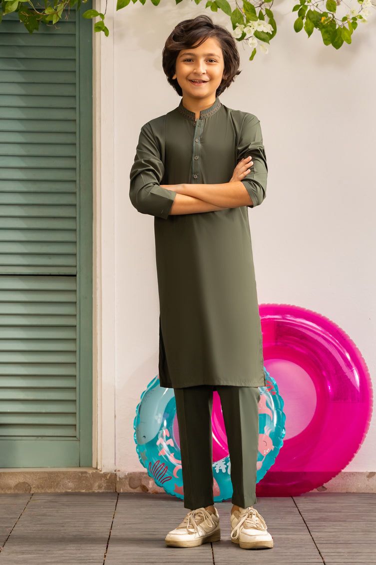 Blended Green Kurta Trouser - J. Junaid Jamshed