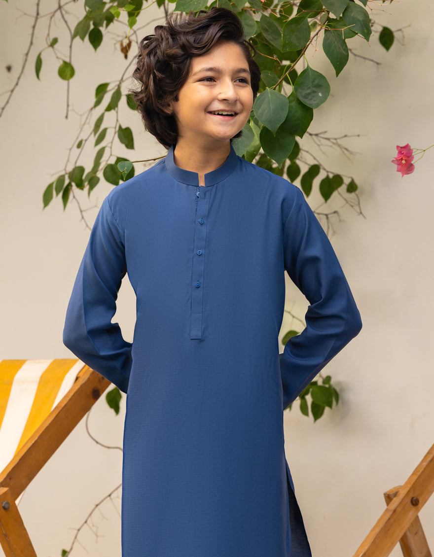 Blended Blue Kurta Trouser - J. Junaid Jamshed