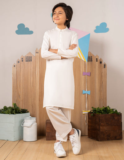 Blended Off White Shalwar Kameez - J. Junaid Jamshed