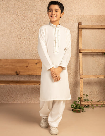 Blended Off White Shalwar Kameez - J. Junaid Jamshed