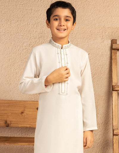 Blended Off White Shalwar Kameez - J. Junaid Jamshed