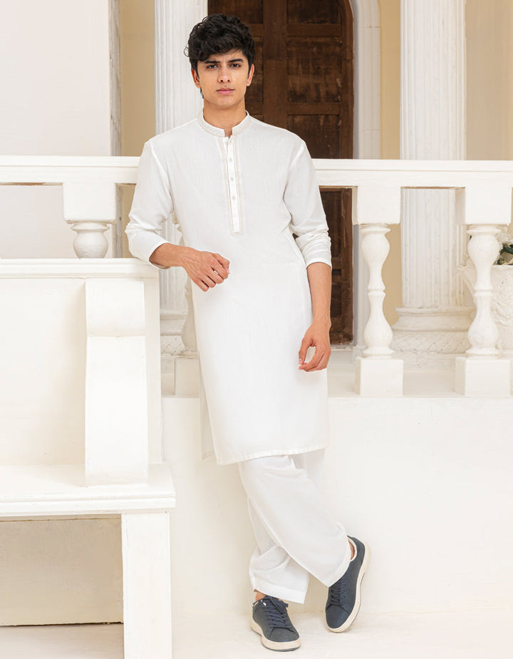 Blended Off White Shalwar Kameez - J. Junaid Jamshed