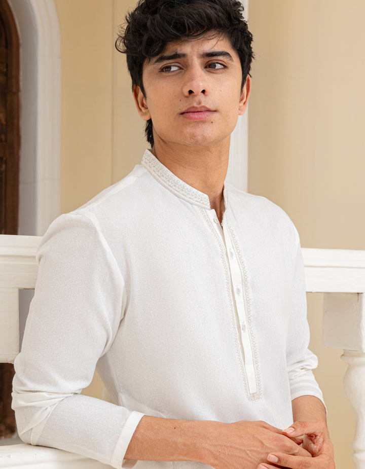 Blended Off White Shalwar Kameez - J. Junaid Jamshed