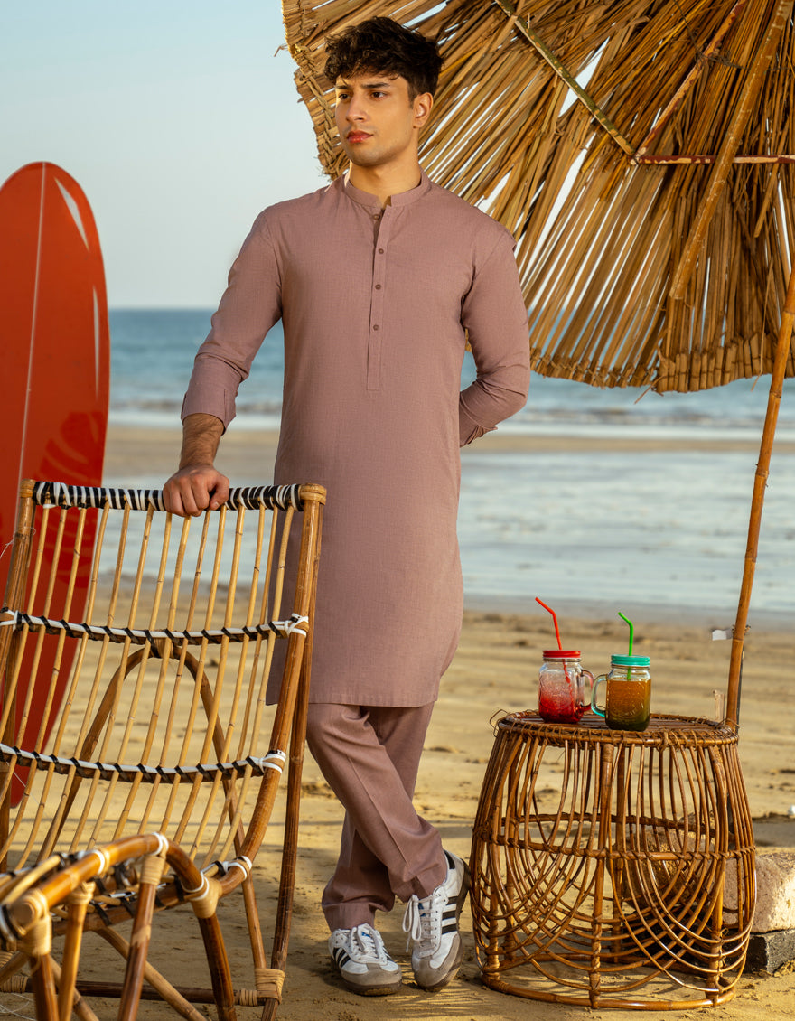 Cotton Pink Kurta Trouser - J. Junaid Jamshed