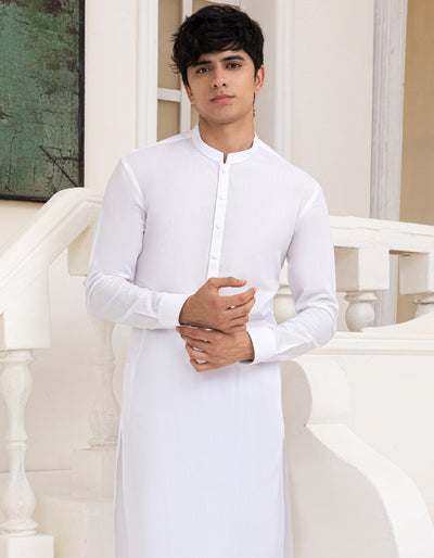 Blended White Shalwar Kameez- J. Junaid Jamshed