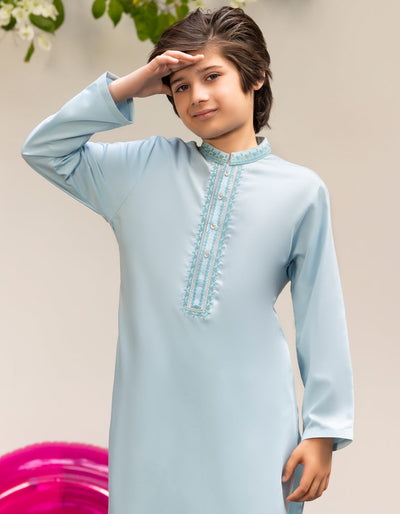 Blended Sky Blue Kurta - J. Junaid Jamshed