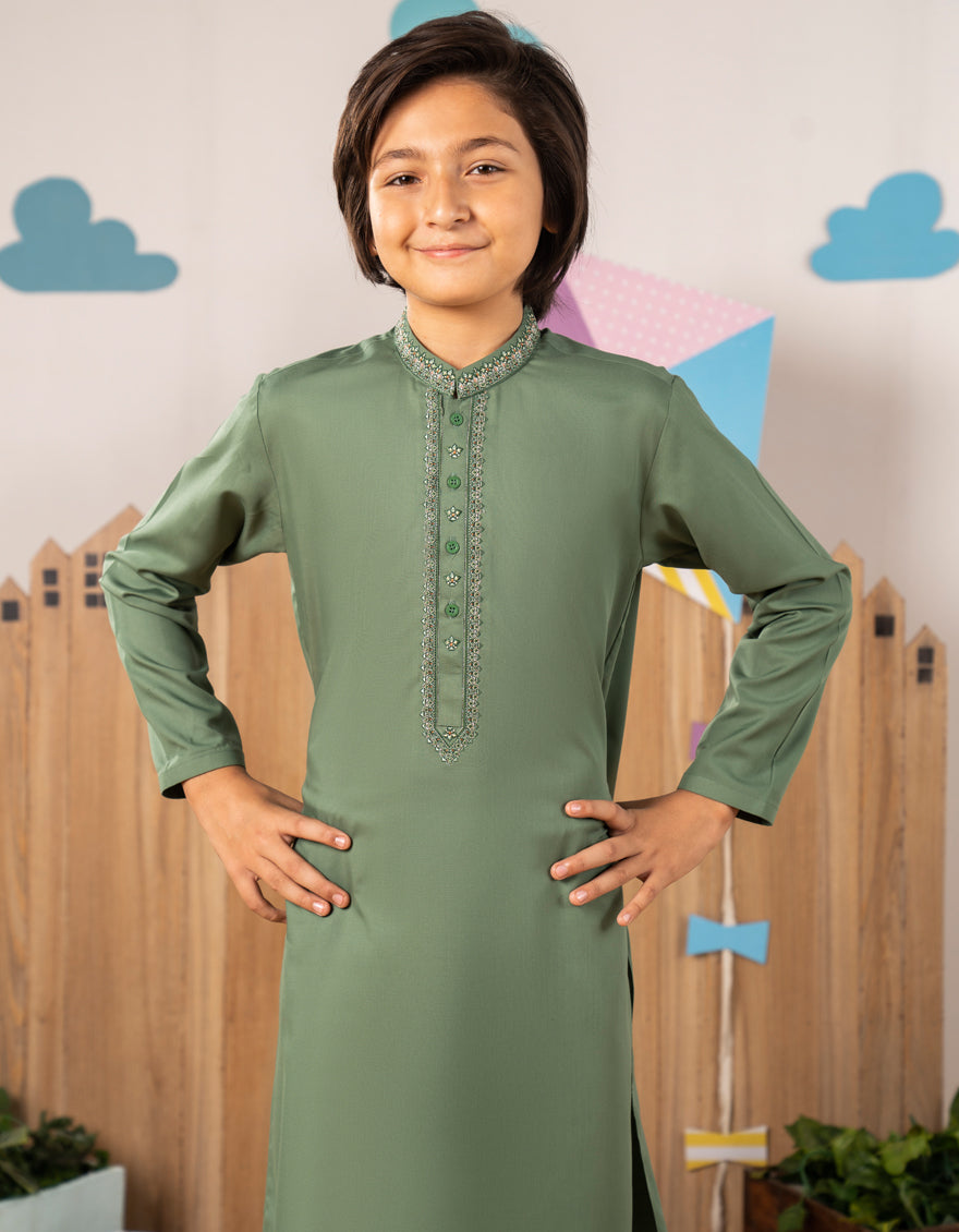 Blended Green Kurta - J. Junaid Jamshed