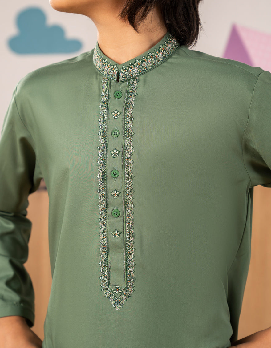 Blended Green Kurta - J. Junaid Jamshed