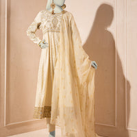 Silk Off White Stitched Suit - J. Junaid Jamshed
