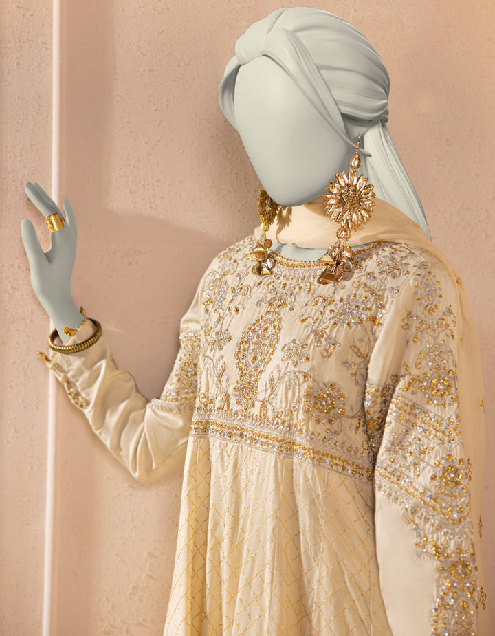 Silk Off White Stitched Suit - J. Junaid Jamshed
