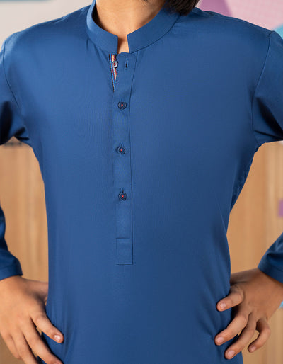 Blended Blue Kurta Trouser - J. Junaid Jamshed