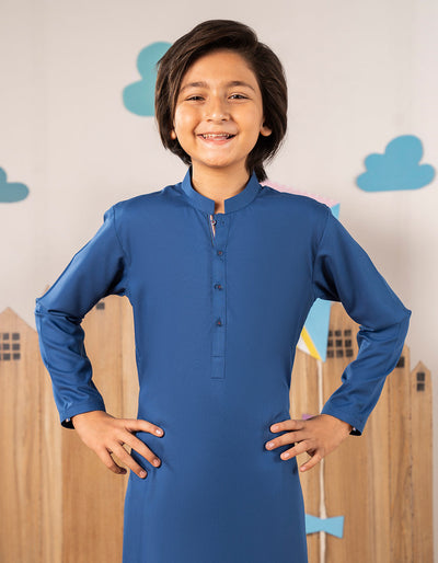 Blended Blue Kurta Trouser - J. Junaid Jamshed