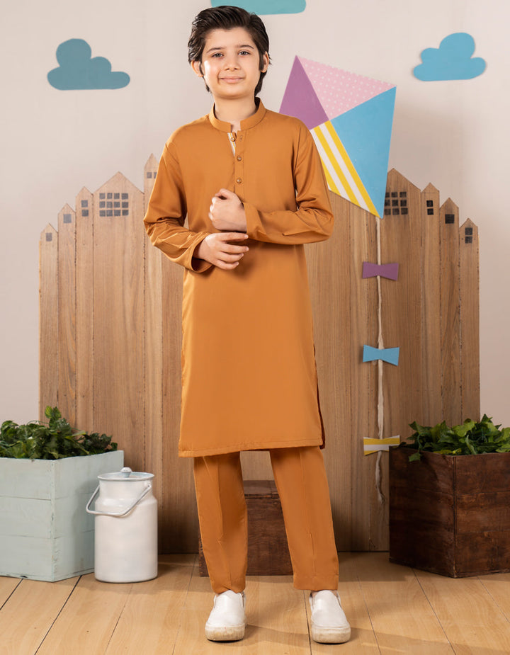Blended Mustard Kurta Trouser - J. Junaid Jamshed
