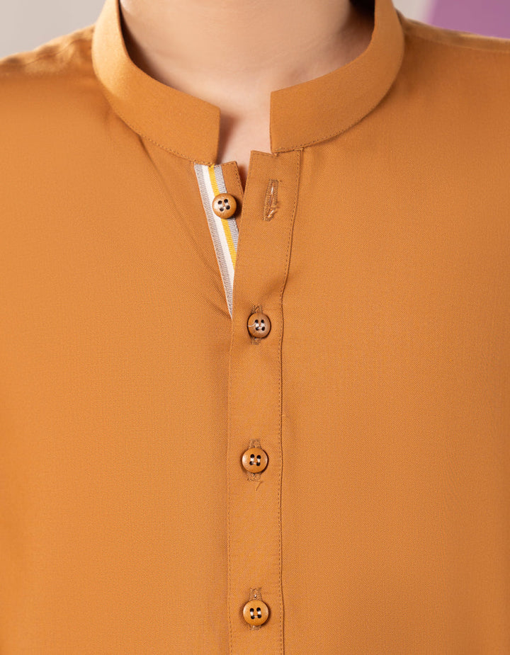 Blended Mustard Kurta Trouser - J. Junaid Jamshed