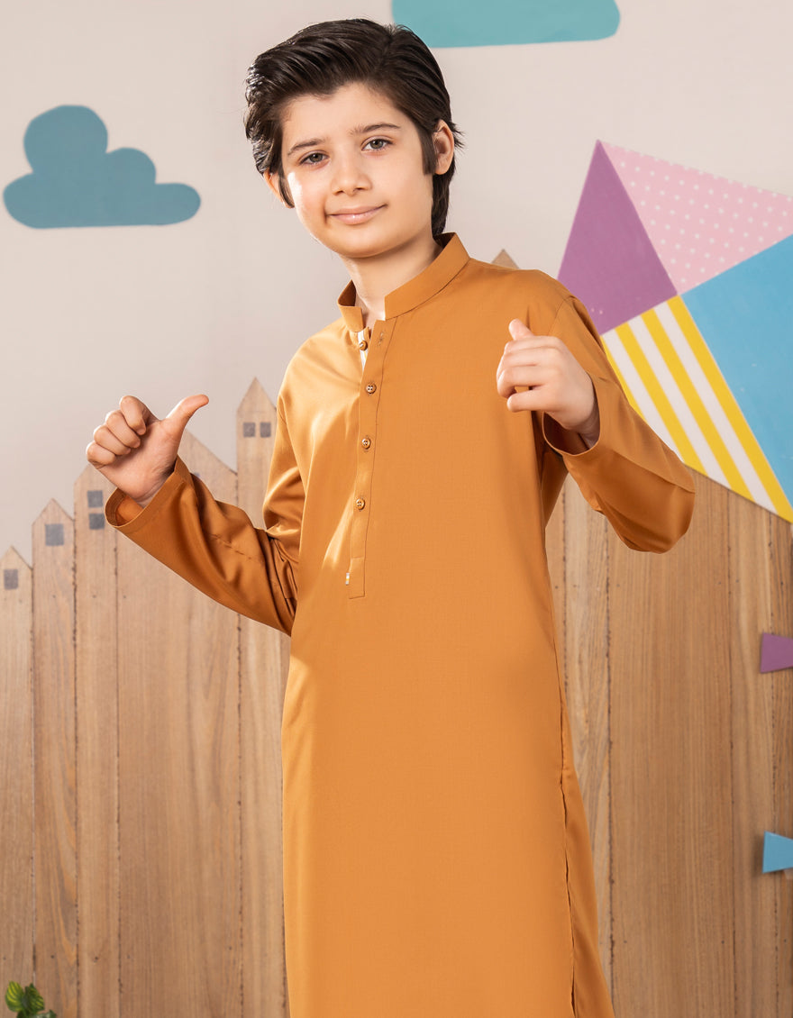 Blended Mustard Kurta Trouser - J. Junaid Jamshed