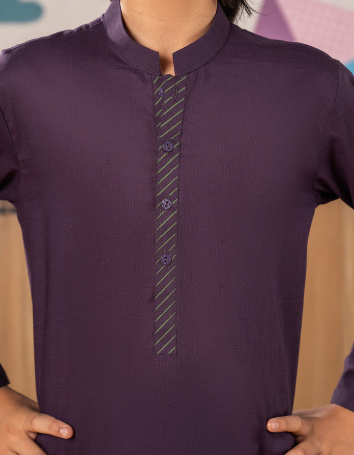 Blended Purple Kurta Trouser - J. Junaid Jamshed