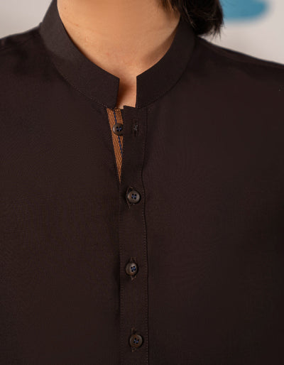 Blended Brown Kurta Trouser - J. Junaid Jamshed