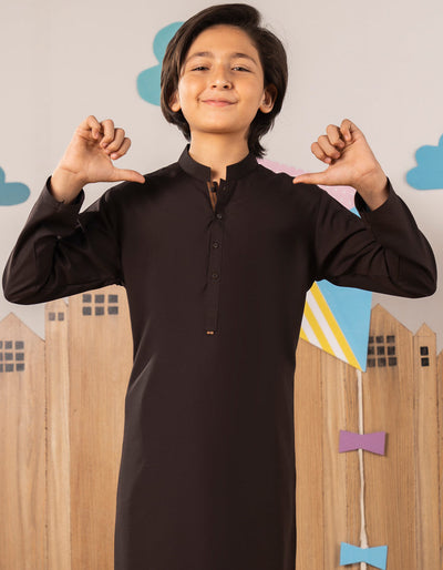 Blended Brown Kurta Trouser - J. Junaid Jamshed