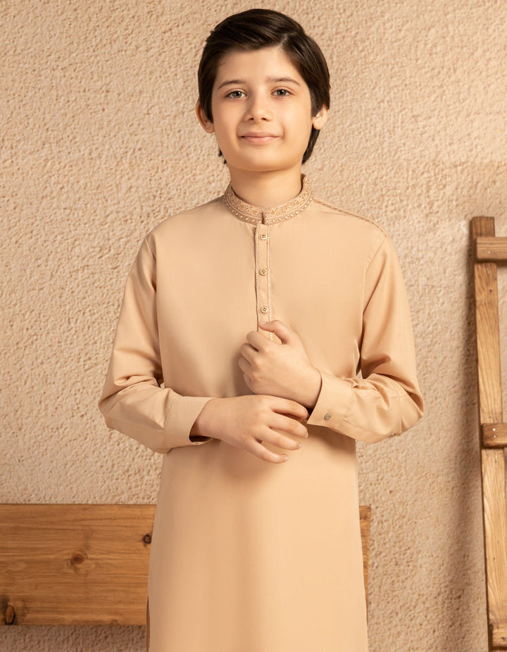 Blended Fawn Kurta Trouser - J. Junaid Jamshed