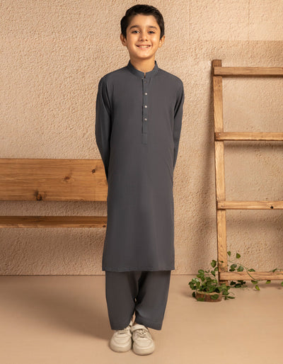 Blended Dark Grey Shalwar Kameez - J. Junaid Jamshed