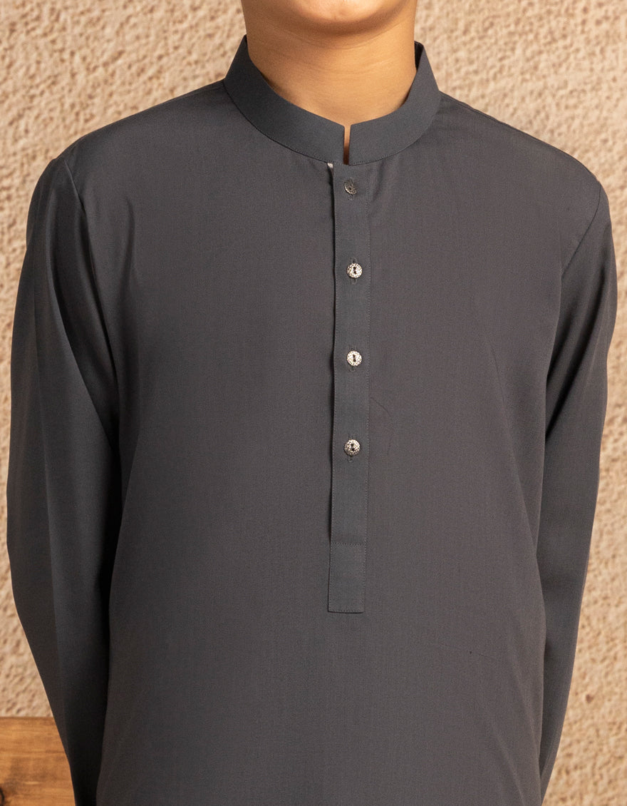 Blended Dark Grey Shalwar Kameez - J. Junaid Jamshed