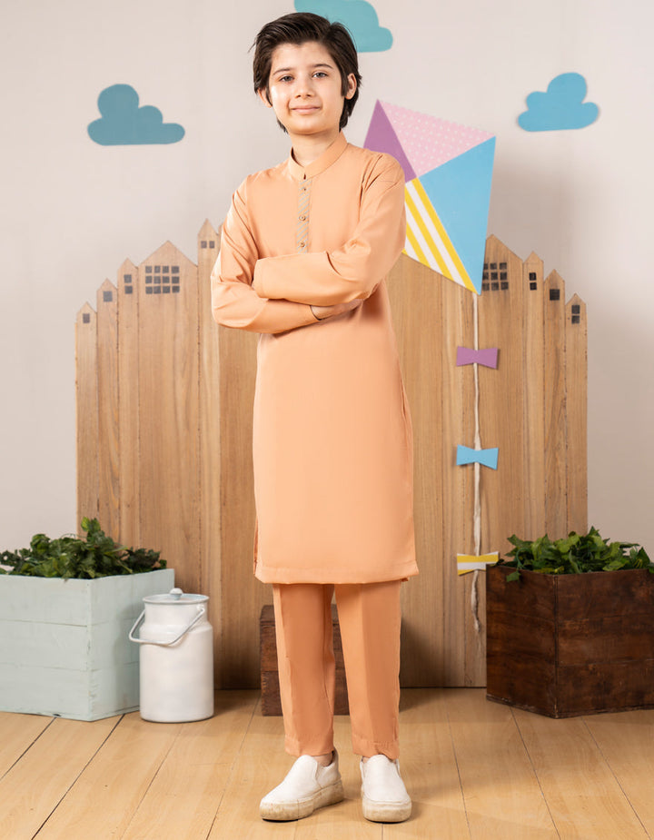 Blended Orange Kurta Trouser - J. Junaid Jamshed