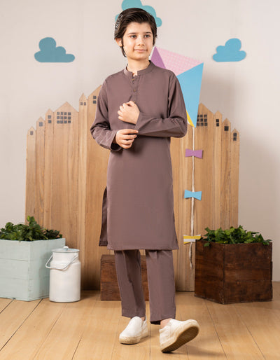 Blended Brown Kurta Trouser - J. Junaid Jamshed