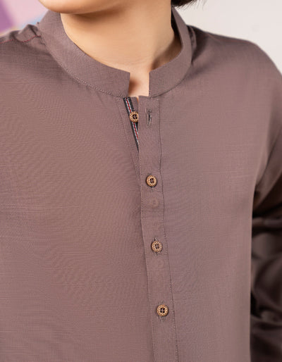 Blended Brown Kurta Trouser - J. Junaid Jamshed
