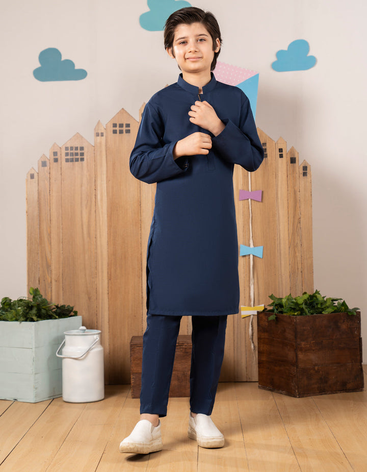 Blended Blue Kurta Trouser - J. Junaid Jamshed
