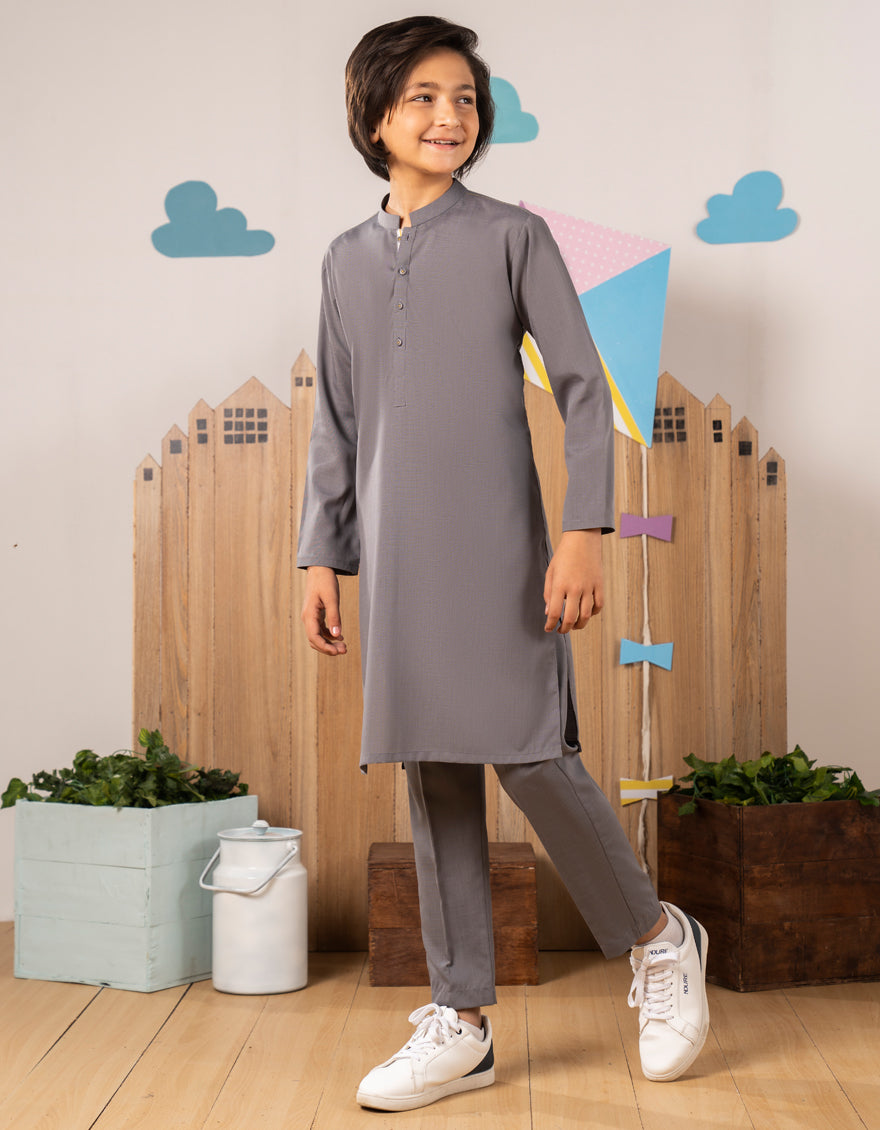 Blended Grey Kurta Trouser - J. Junaid Jamshed