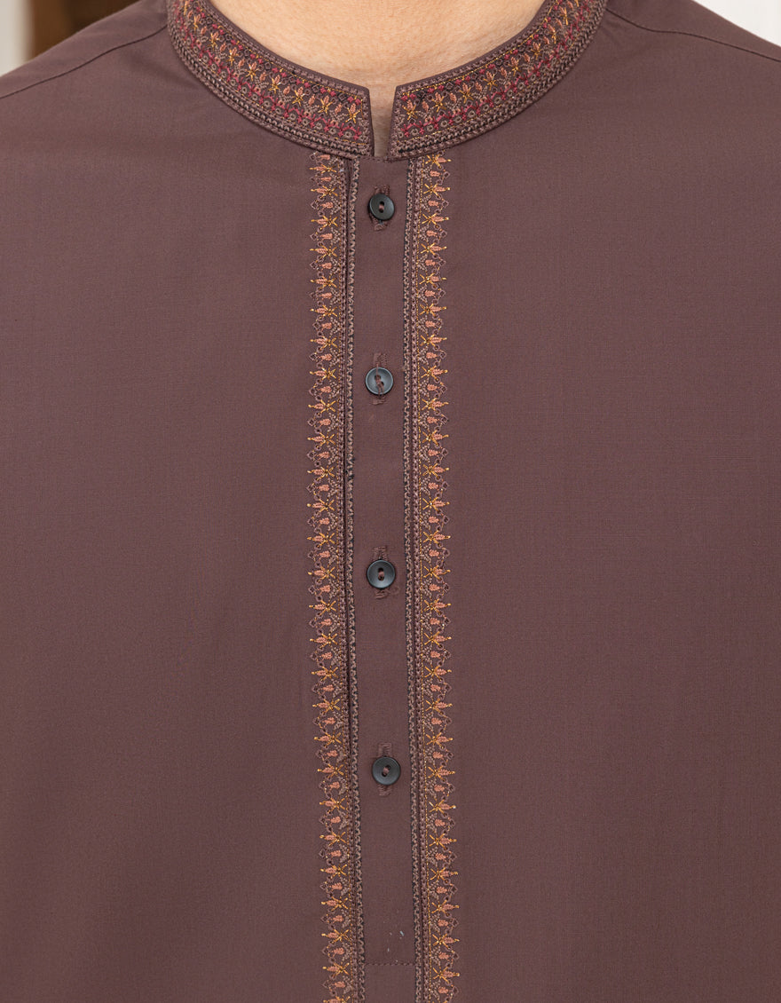 Blended Brown Kurta Trouser - J. Junaid Jamshed