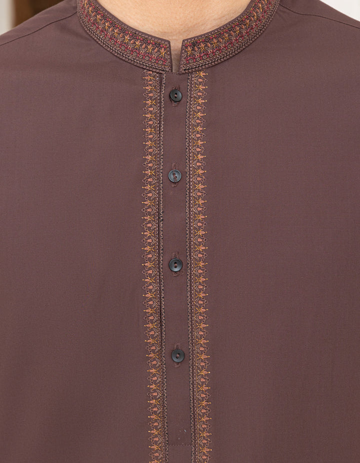 Blended Brown Kurta Trouser - J. Junaid Jamshed