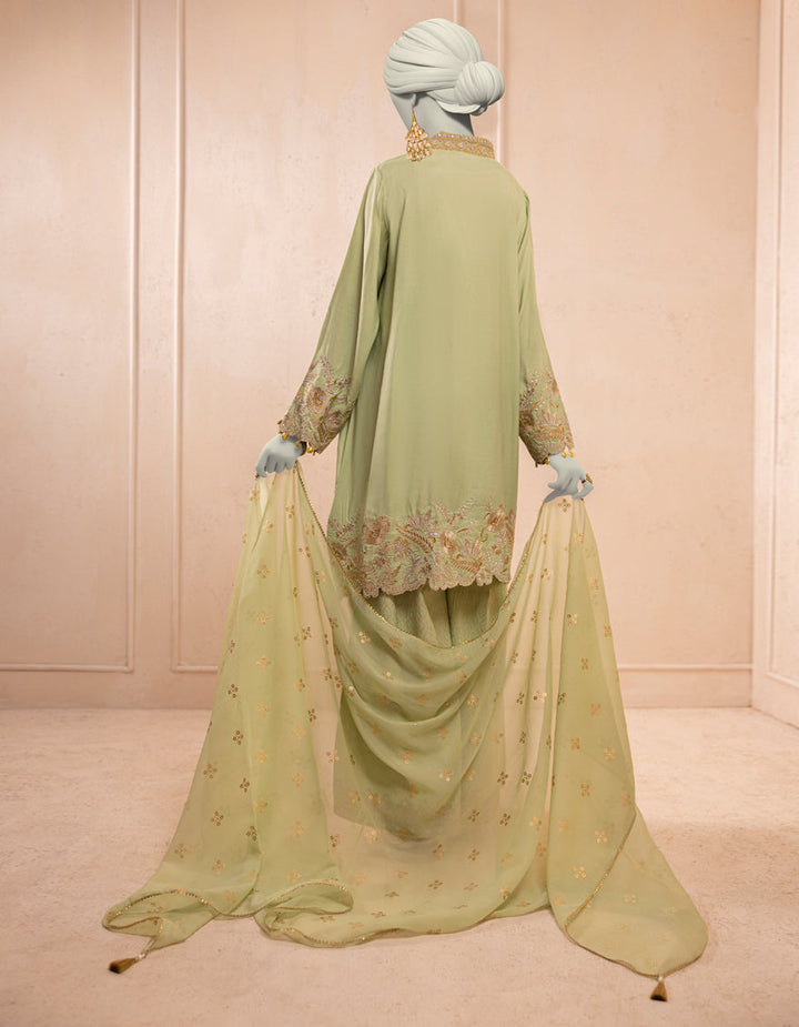 Organza Green Stitched Suit - J. Junaid Jamshed