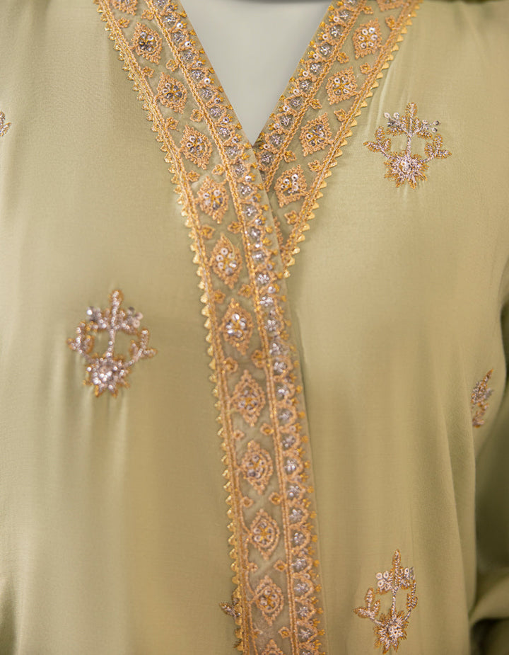 Organza Green Stitched Suit - J. Junaid Jamshed