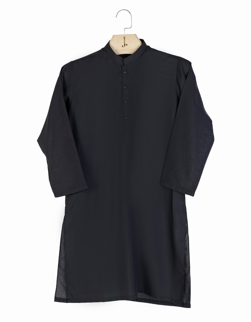 Polyester Black Kurta - J. Junaid Jamshed