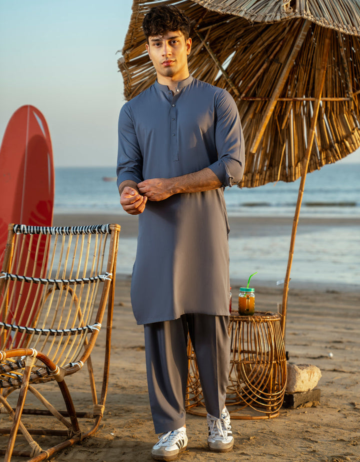 Blended Grey Shalwar Kameez - J. Junaid Jamshed