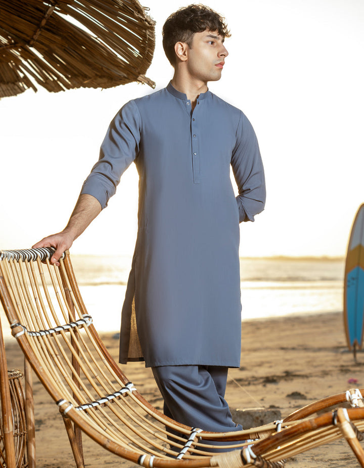 Blended Grey Shalwar Kameez - J. Junaid Jamshed