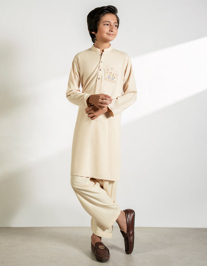 Blended Fawn Shalwar Kameez- J. Junaid Jamshed