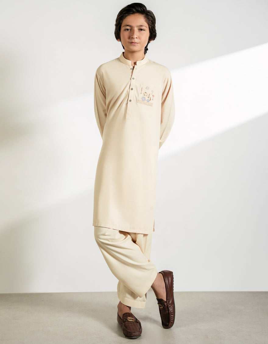 Blended Fawn Shalwar Kameez- J. Junaid Jamshed