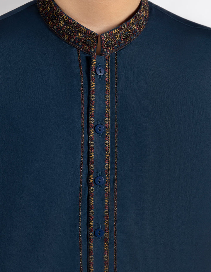 Blended Teal Kurta Trouser - J. Junaid Jamshed