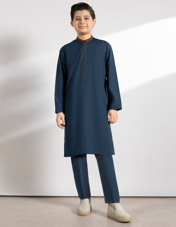 Blended Teal Kurta Trouser - J. Junaid Jamshed